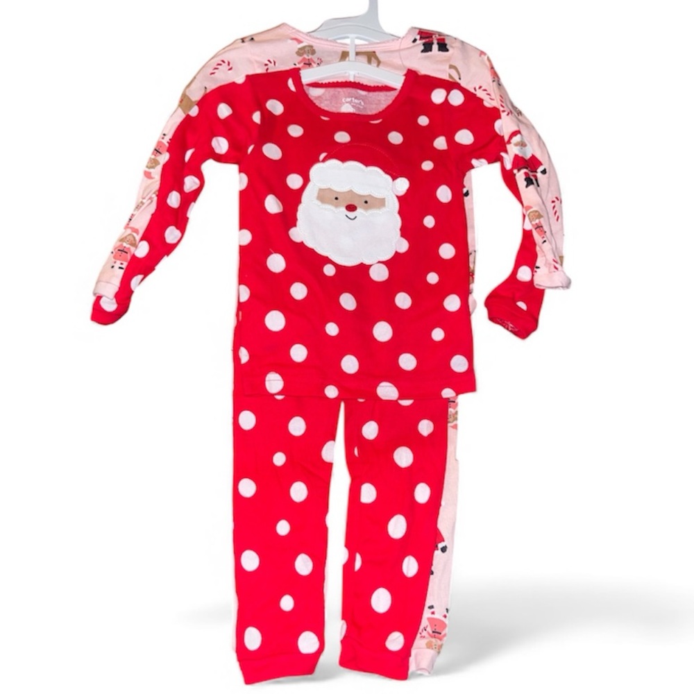 Carter's Red and White Santa And Reindeer Pajama Sets